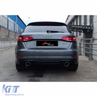 image-7-A3 8V FL S3 Style Rear Diffuser Piano Black Vacuum Plastic / 2017-2019 (Left and Right Single Output)