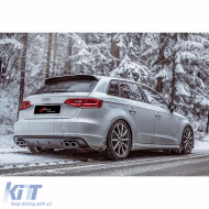 image-11-A3 8V S3 HB Rear Diffuser Piano Black Vacuum Plastic / 2012-2016 (Left+Right Double Outputs)