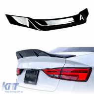 image-30-A3 8V Sedan R Style Rear Trunk Spoiler Piano Black ABS / 2012-2019
