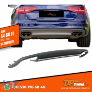 image-26-A4 B8 FL S4 Style Rear Diffıser Left+Right Double Outputs Dark Grey ABS / 2012-2015 (Standart Bmp)