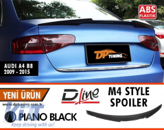 image-14-A4 B8 M4 Style Spoiler Piano Black ABS / 2009-2015