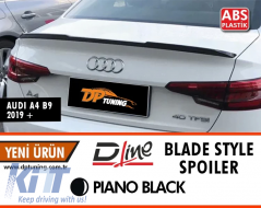image-13-A4 B9 Blade Style Spoiler Piano Black ABS / 2019-2021