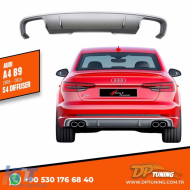 A4 B9 S4 Rear Diffuser Left+Right Double Outputs Grey + Dark Grey ABS / 2016-2019 (Standart Bmp) - DTRBDA6026022