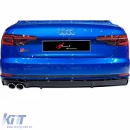 image-1-A4 B9 S4 Style Rear Diffuser Piano Black Vacuum Plastic / 2016-2019 (Left Double Outputs)