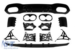 A45 type diffuser suitable for rear A Design bumper on Mercedes A-Class A177 sedan after 2018, black lacquer -oo--oo- - ABMERA6011654