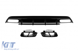 A45 type diffuser with black tips suitable for A Design rear bumper on Mercedes A-Class W176 2015-2018, black lacquer - ABMERA6009859