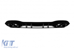 A45 type diffuser with black tips suitable for rear A Design bumper on Mercedes A-Class W177 after 2018 -oo--oo- - ABMERA6007755