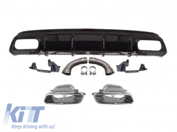 A45 type diffuser with chrome tips suitable for A Design rear bumper on Mercedes A-Class W176 2013-2015, black lacquer - ABMERA6009858