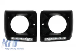 image-50-Abdeckungen für Mercedes G W463 89-12 LED DRL Chrom G65 Look Schwarz