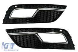 Abdeckungen Nebelscheinwerfer für AUDI A4 B8 Facelift 2012-2015 RS4 Look Schwarz & Chrom-image-44549