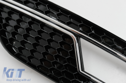 Abdeckungen Nebelscheinwerfer für AUDI A4 B8 Facelift 2012-2015 RS4 Look Schwarz & Chrom-image-6067948
