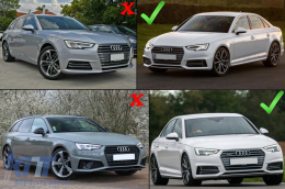 Долна решетка на Броня ACC Покрива Странични решетки подходящи за Audi A4 B9 S-Line Sedan Avant (2016-2018) RS4 Дизайн Черен Edition-image-6068064