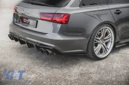 Add-on laterali Maxton Design in fibra di vetro adatti per paraurti posteriore S6, S-Line su Audi A6 C7 berlina, Avant 2014-2017, non verniciato-image-6140468