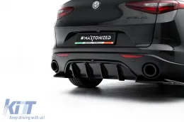 Additif pour diffuseur de pare-chocs arrière Maxton Design adapté pour Alfa Romeo Stelvio après 2016, laqué noir-image-6132188