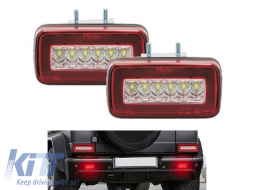 Additional LED fog light kit suitable for rear bumper of Mercedes G-Class W463 1986-2018 with red and white base, left and right - ABMETX6012100
