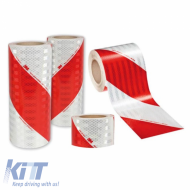 Adhesive Striped Reflective Tape Red / White 3M 1 Meter