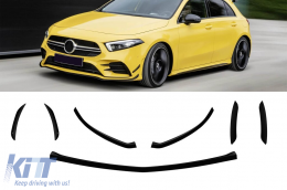 image-34-Aero additions suitable for front A design bumper of Mercedes A-Class W177 hatchback after 2018, black lacquer