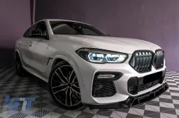 Aero Body Kit подходящ за BMW X6 G06 (10.2019-up) M-Tech Черен Knight Дизайн Piano Black-image-6100541
