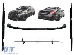 image-6-Aero Body Kit Front Bumper Lip Diffuser and Side Skirts Extensions suitable for Mercedes E-Class E63 W213 S213 (2016-2019) Piano Black