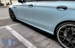 Aero Body Kit Front Bumper Lip Diffuser and Side Skirts Extensions suitable for Mercedes E-Class E63 W213 S213 (2016-2019) Piano Black-image-6127419