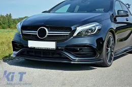 Aero Body Kit подходящ за Mercedes A-Class W176 Спортна линия (2015-2018) Piano Black-image-6107765