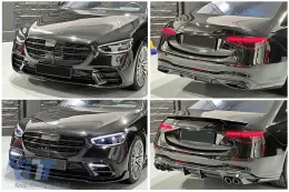 Aero Body Kit подходящ за Mercedes S-Class W223 Лимузина Спортна линия (2020-up) Piano Black-image-6103682