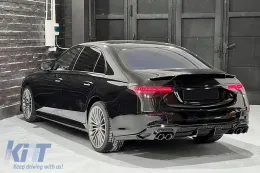 Aero Body Kit подходящ за Mercedes S-Class W223 Лимузина Спортна линия (2020-up) Piano Black-image-6103684