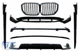 Aero Body Kit with Central Kidney Grilles Double Stripe suitable for BMW X5 G05 (2018-2022) M Black Knight Design Piano Black - COCBBMG05MPAEROB