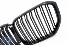 Aerodunamikó Body Kit me Kentrikés grílies nefrón Double Stripe katállhlo gia BMW X5 G05 (2018-2022) M Mavro Knight Schediasmós Piáno Mavro-image-6080436
