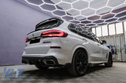 Aerodunamikó Body Kit me Kentrikés grílies nefrón Double Stripe katállhlo gia BMW X5 G05 (2018-2022) M Mavro Knight Schediasmós Piáno Mavro-image-6104883