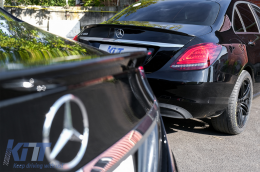 Aile Spoiler Aileron Becquet Coffre pour Mercedes Classe C W205 14-20 Noir brillant-image-6073557