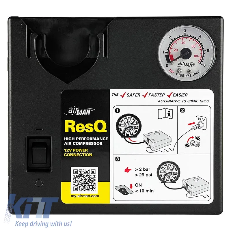 Air Compressor AirMan ResQ 12V with Pressure Gauge 51-051-001 15152