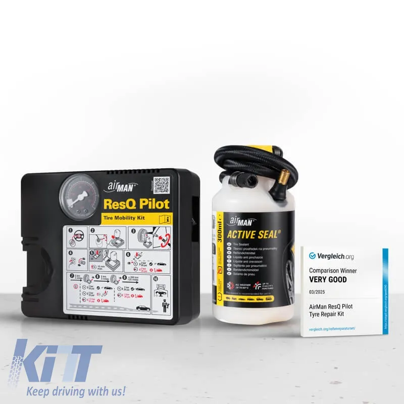 Air Compressor AirMan ResQ Pilot 12V with Pressure Gauge and Tire Sealant 300ml 71-047