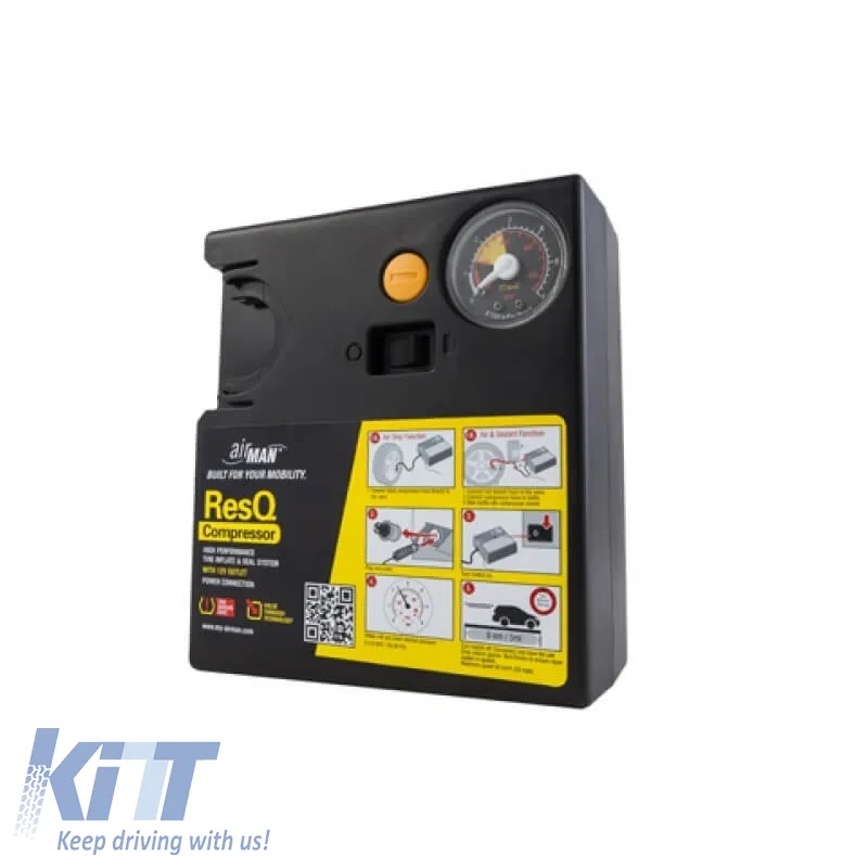 Air Compressor AirMan ResQ suitable for use with Pressure Gauge And Tire Sealant 450ml 71-051