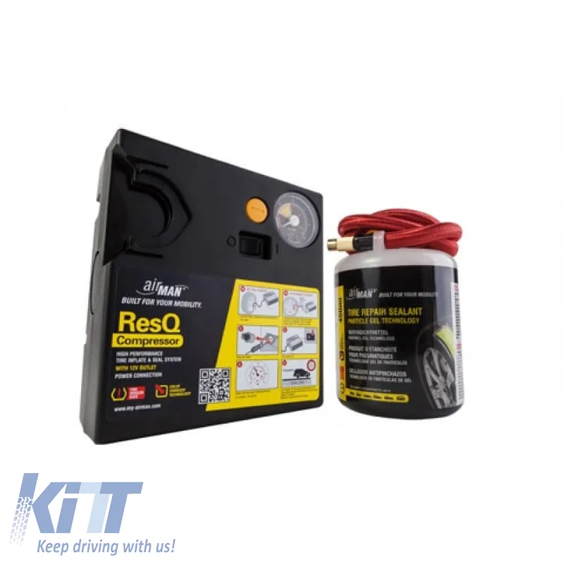 Air Compressor AirMan ResQ suitable for use with Pressure Gauge And Tire Sealant 450ml 71-051