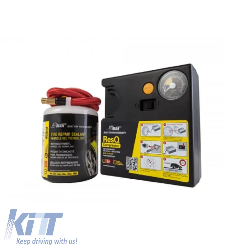Air Compressor AirMan ResQ suitable for use with Pressure Gauge And Tire Sealant 450ml 71-051