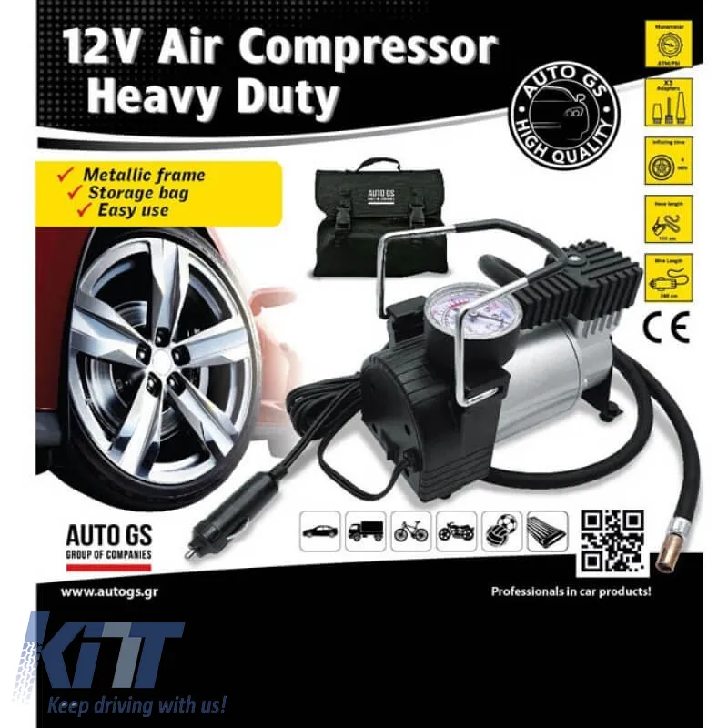 Air Compressor Metal With Pressure Gauge Premium Heavy Duty 12V 150Psi 15114