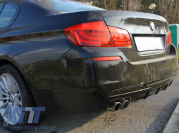 Air Diffuser with Exhaust Muffler Tip Matte Carbon Fiber suitable for BMW 5 Series F10 F11 Sedan Touring (2011-2017) M Design-image-6081265