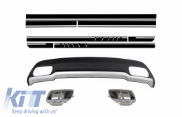 Air Diffuser with Exhaust Tips and Stickers Black for Mercedes A-Class W176 (2012-2018) Sport Pack - CORDMBW176AMGMB