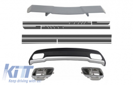 image-5-Air Diffuser with Exhaust Tips Spoiler and Stickers for MERCEDES A-Class W176 (2012-2018) Sport Pack