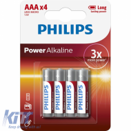 Alkaline Batteries AAA LR03 1.5V Philips Power 4 Pcs