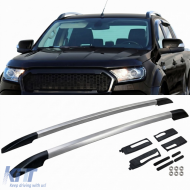 Aluminum roof rail silver retrofit suitable for Ford Ranger T6 T7 T8 2012-2022