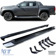 Aluminum running boards side protection silver black suitable for VW Amarok 2010-2022 - ODRBSSV6015379