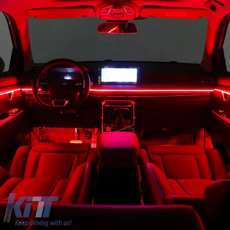Ambient Light Decoration Car Optic Fiber Led Kit Black Color With Smart Bluetooth 18 Lights / 64 Colours