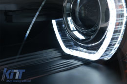 Ксенон Фарове Angel Eyes 3D Dual Halo джанти LED DRL подходящи за BMW X5 E70 (2007-2010) Черен-image-6074950