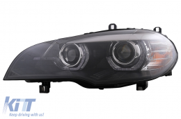 Ксенон Фарове Angel Eyes 3D Dual Halo джанти LED DRL подходящи за BMW X5 E70 (2007-2010) Черен-image-6074953