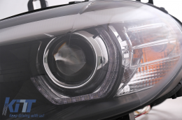 Ксенон Фарове Angel Eyes 3D Dual Halo джанти LED DRL подходящи за BMW X5 E70 (2007-2010) Черен-image-6074955