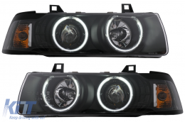 image-5-Angel Eyes CCFL Prednja svijetla prikladna za BMW serije 3 E36 Sedan Touring Compact (1990-1999) crna