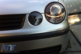Angel Eyes Fari Halo Rims per VW Polo 9N 11.2001-04.2005 Nero-image-6077076