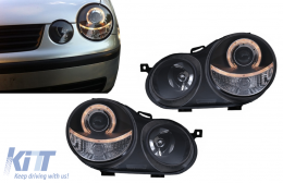 Angel Eyes Fari Halo Rims per VW Polo 9N 11.2001-04.2005 Nero-image-6077177